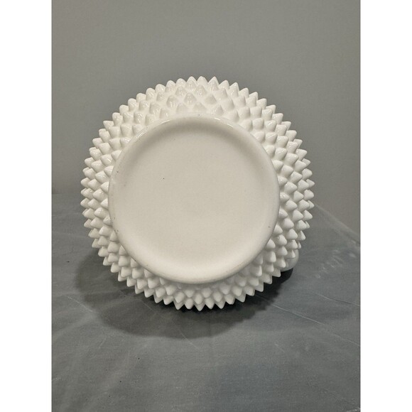 Vintage Fenton White Hobnail Milk Glass Pitcher 8” Ruffled Rim Mid Century - Picture 6 of 7